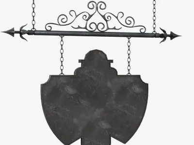 Signboard clock hanging on chain 3D model