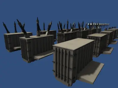 Powerstation props collection Low-poly 3D model