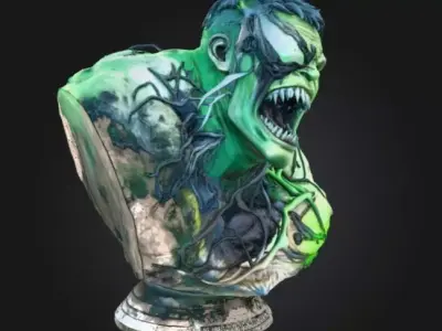 Venomized Hulk Bust 3D print model