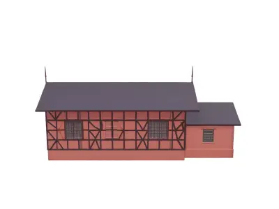 TimberFramed Train Station 3D model