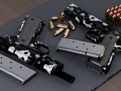 Pistol Tactical 1911 - Game Ready 4K PBR Low-poly 3D model