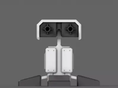 PBR Turret Gun 05 White Low-poly 3D model
