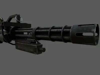 MINIGUN  M134 with ammunition backpack Low-poly 3D model