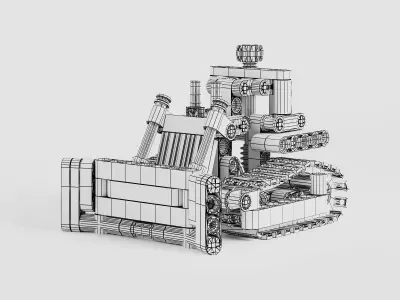 Tracked Bulldozer Toy Low Poly 3D Model Low-poly 3D model