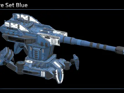 Artillery Turret Low-poly 3D model