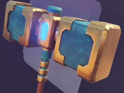 Game ready stylised hammer prop Low-poly 3D model