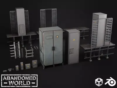 Old Electrical Boxes Set Low-poly 3D model