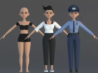 Grace Cartoon Female Character 3D model
