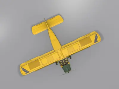 Airplane AN-2 biplane Low-poly 3D model