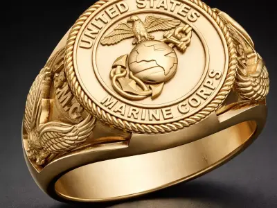US Marine Corps Signet Ring 3D Model Military STL 3D print model