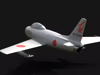 F-86 Sabre JASDF No Landing Gear Low-poly 3D model