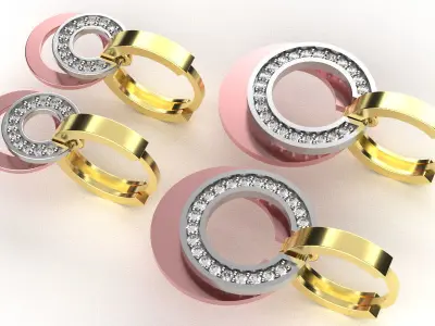 earings   simple   diamond 2 part big and small e00023 3D print model