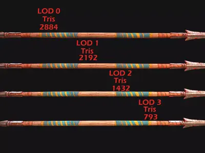 Medieval Wooden Spear Lance Weapon Low-poly 3D model