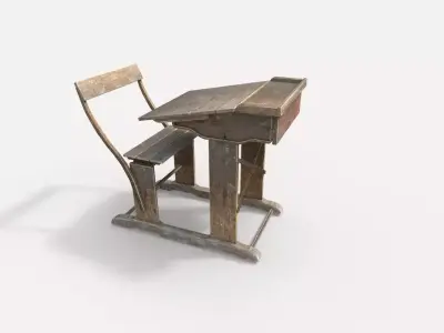 Old Vintage School Desk 3D model