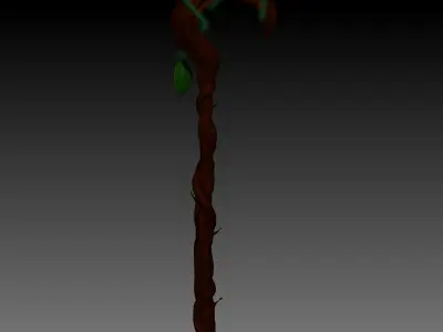Staff Model long wooden 3D model