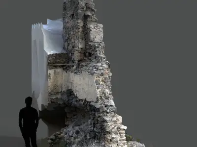 Abandoned House Ruined Part Scan - Broken Wall 06 3D model