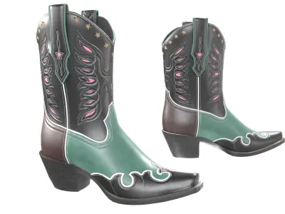 Eagle Star Cowboy Green Boots 3D model