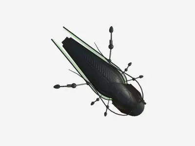 Insect Robot F03 Black Green - SciFi Character Design Low-poly 3D model