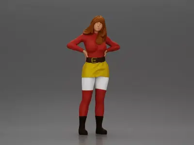 Confident female character standing with hands on her waist 3D print model