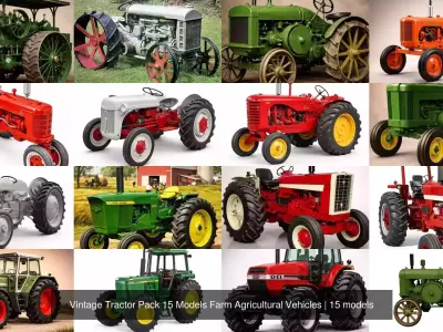 Vintage Tractor Pack 15 Models Farm Agricultural Vehicles