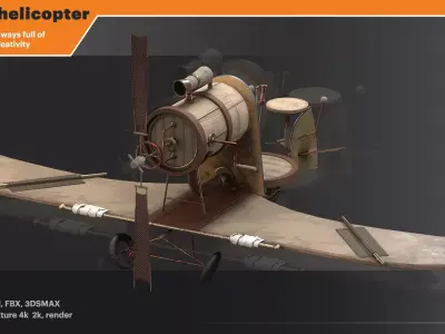 bicycle helicopter Low-poly 3D model