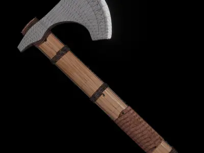 Vikings Axe Weapon PBR gameready Low-poly 3D model