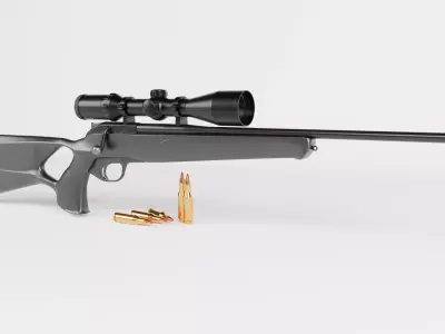 Detailed hunting rifle with scope 3D model