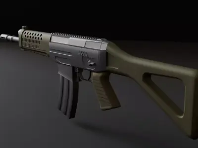 Assault Rifle Rigged 3D model