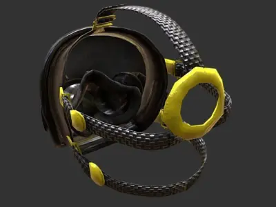 Gas Mask Fireman Firefighter Rebreather Gear Low-poly 3D model