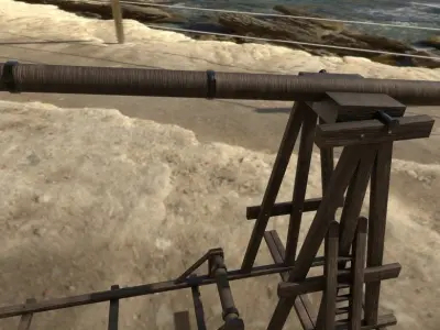 Trebuchet crane Low-poly 3D model