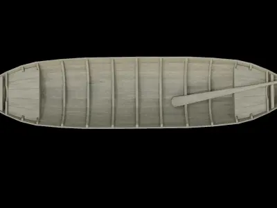 Wooden Boat Low-poly 3D model