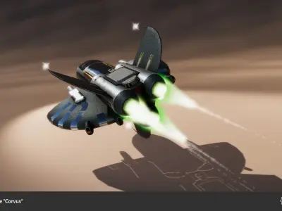 Spaceship Drone Corvus Low-poly 3D model