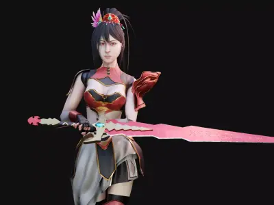 Crimson Sword Low Poly 2720 Tri Count Low-poly 3D model