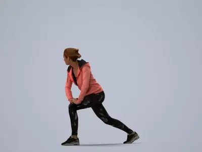 00115Halle008 - Adult Caucasian woman crouching during exercise 3D model