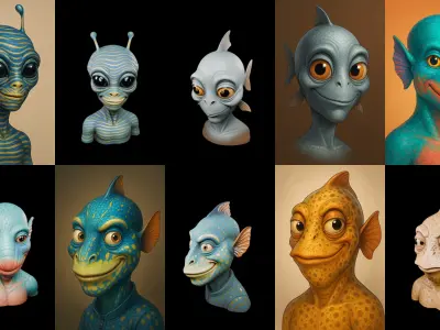 Head Fish bundle 6 pack 100 glb 3D model