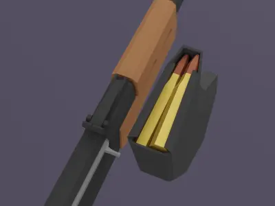 AK-47 gun Low-poly 3D model