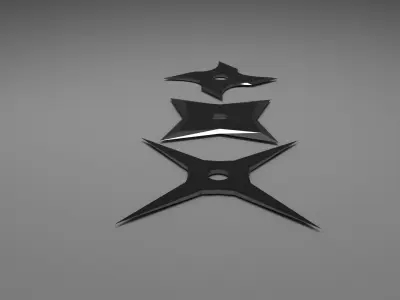 Low poly throwing star shurikens Low-poly 3D model