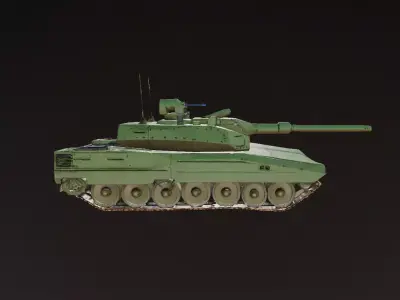 Modern Battle Green Army Tank 3D Model Low-poly 3D model