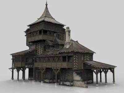 Medieval house fantasy 12 Low-poly 3D model