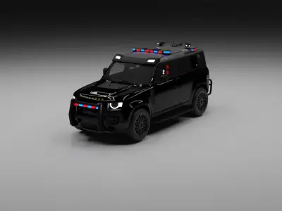 land rover defender police Low-poly 3D model