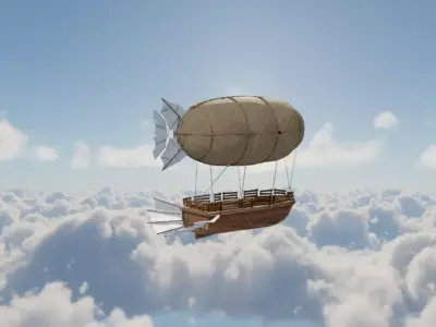 Fantasy Steampunk Airship Free low-poly 3D model