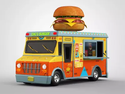 Burger Truck - Game Ready Food Truck  Low-poly 3D model