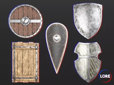 Medieval Collection Weapons Shields 3D Model Pack