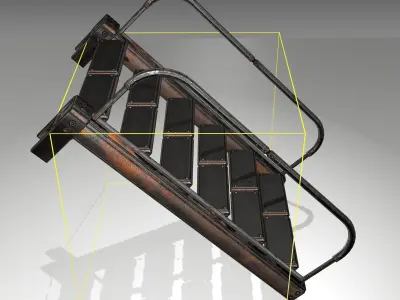 Futuristic Stairs - 18 - Rusty Textures Low-poly 3D model