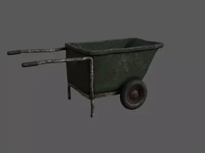 Two wheel old used style garden trolley with details used marks Low-poly 3D model