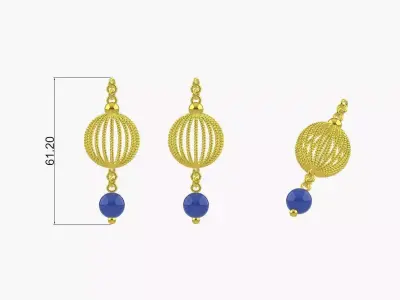 EARING JHUMKA PENDANT NECKLACE PART BEAUTIFUL JEWELLERY PART 3D print model