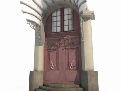 The entrance of a classical architectural structure building 3D model