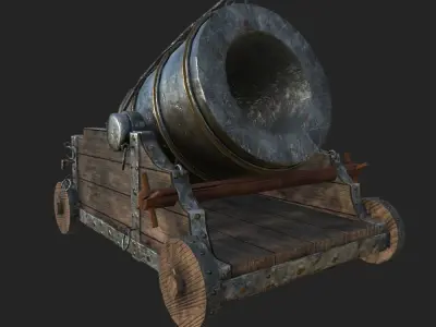 old rusty medieval mortar Low-poly 3D model
