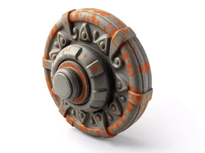 Rusty SciFi Ancient Mechanism Part Low-poly 3D model