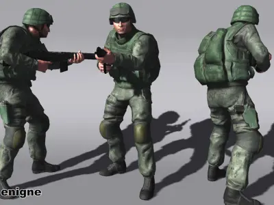 Marine Soldier Low-poly 3D model